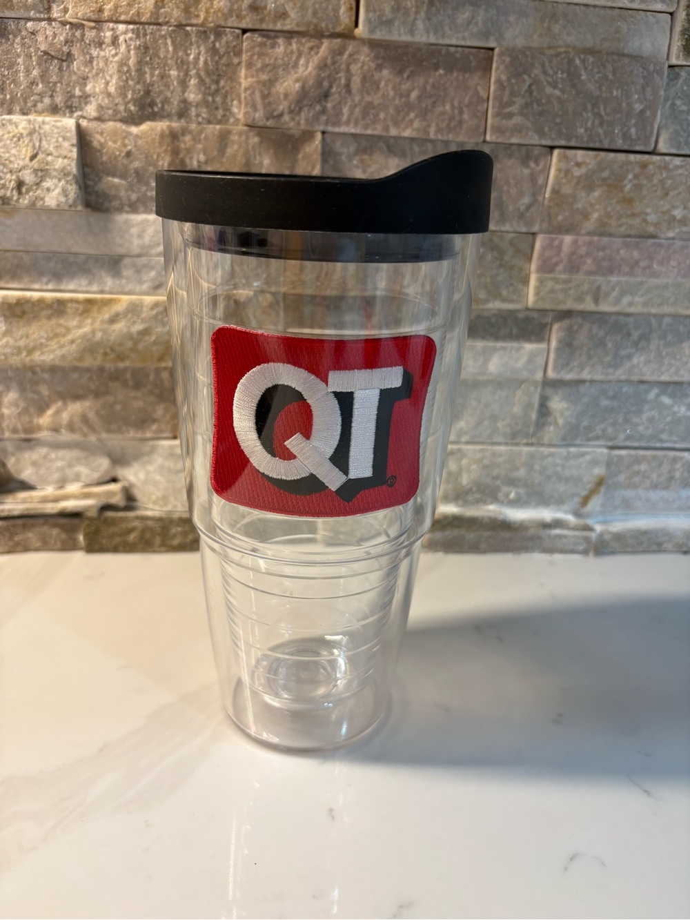 Tervis Clear Travel Tumbler with Black Lid lifetime guarantee with tervis